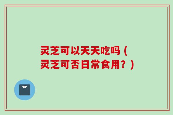 灵芝可以天天吃吗 (灵芝可否日常食用？)