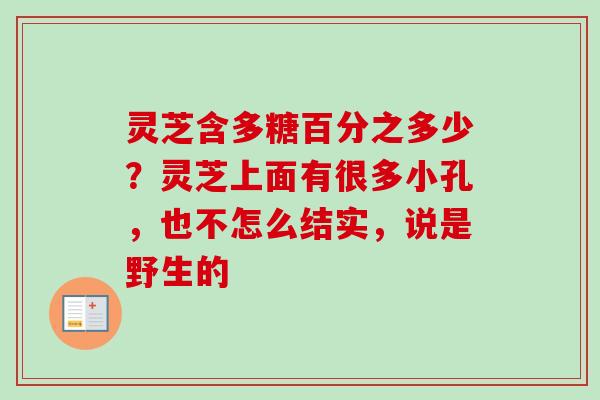 灵芝含多糖百分之多少？灵芝上面有很多小孔，也不怎么结实，说是野生的