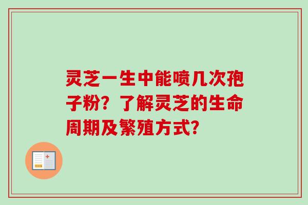 灵芝一生中能喷几次孢子粉？了解灵芝的生命周期及繁殖方式？