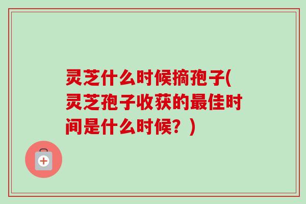 灵芝什么时候摘孢子(灵芝孢子收获的最佳时间是什么时候？)