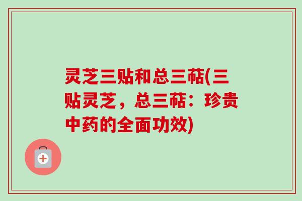 灵芝三贴和总三萜(三贴灵芝，总三萜：珍贵中药的全面功效)