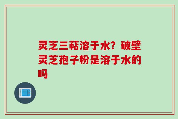 灵芝三萜溶于水？破壁灵芝孢子粉是溶于水的吗