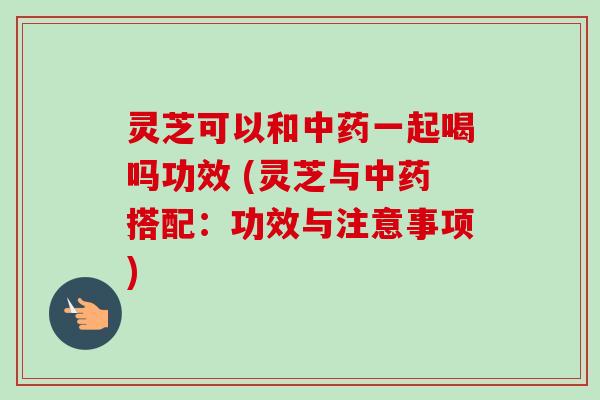 灵芝可以和中药一起喝吗功效 (灵芝与中药搭配：功效与注意事项)