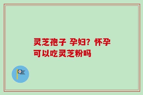 灵芝孢子 孕妇？怀孕可以吃灵芝粉吗