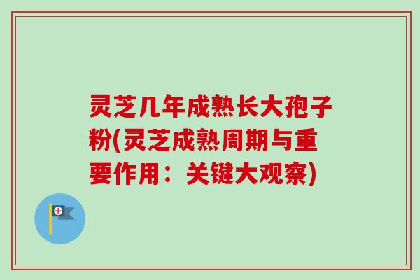 灵芝几年成熟长大孢子粉(灵芝成熟周期与重要作用：关键大观察)
