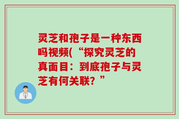 灵芝和孢子是一种东西吗视频(“探究灵芝的真面目:到底孢子与灵芝有何关联?” 灵芝和孢子是一种东西吗视频(“探究灵芝的真面目:到底孢子与灵芝有何关联?”