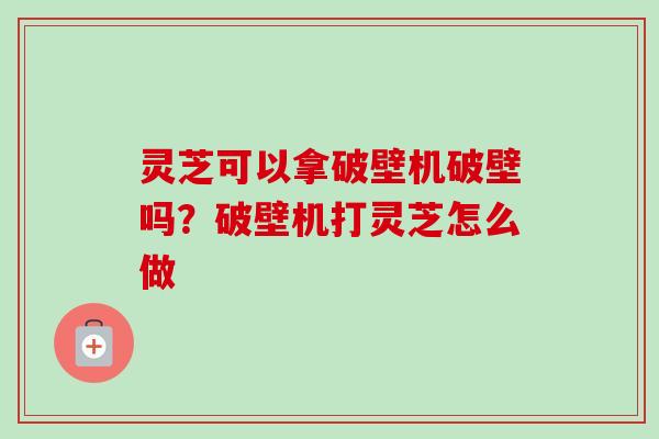 灵芝可以拿破壁机破壁吗？破壁机打灵芝怎么做