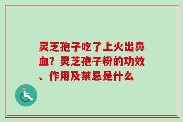 灵芝孢子吃了上火出鼻血？灵芝孢子粉的功效、作用及禁忌是什么