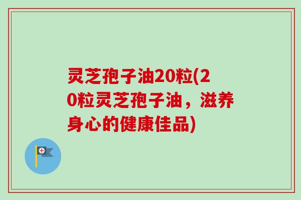 灵芝孢子油20粒(20粒灵芝孢子油，滋养身心的健康佳品)