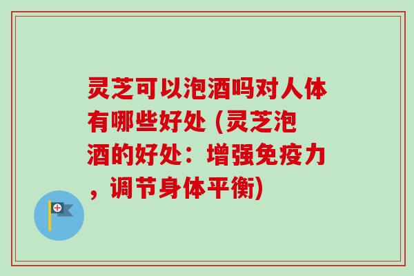 灵芝可以泡酒吗对人体有哪些好处 (灵芝泡酒的好处：增强免疫力，调节身体平衡)