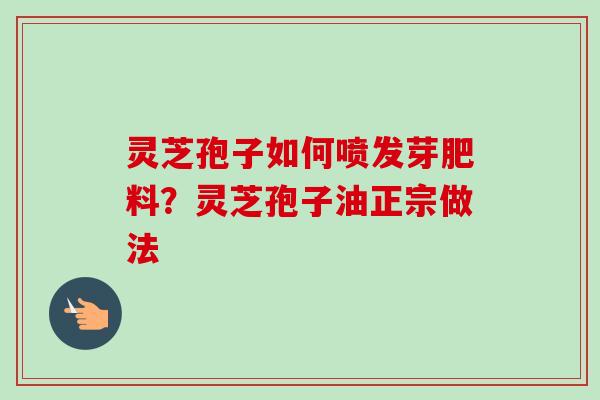 灵芝孢子如何喷发芽肥料？灵芝孢子油正宗做法