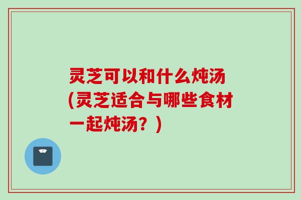 灵芝可以和什么炖汤 (灵芝适合与哪些食材一起炖汤？)