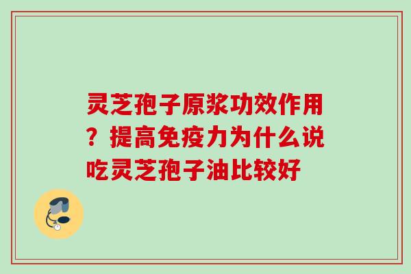 灵芝孢子原浆功效作用？提高免疫力为什么说吃灵芝孢子油比较好