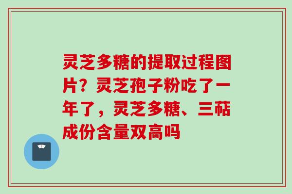 灵芝多糖的提取过程图片?灵芝孢子粉吃了一年了,灵芝多糖、三萜成份含量双高吗 灵芝多糖的提取过程图片?灵芝孢子粉吃了一年了,灵芝多糖、三萜成份含量双高吗