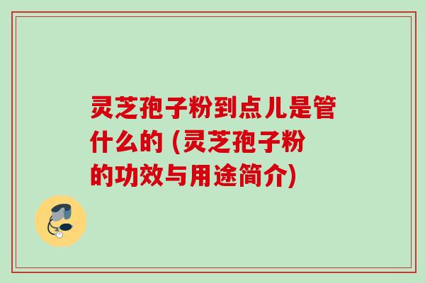 灵芝孢子粉到点儿是管什么的 (灵芝孢子粉的功效与用途简介)