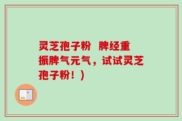 灵芝孢子粉  脾经重振脾气元气，试试灵芝孢子粉！)