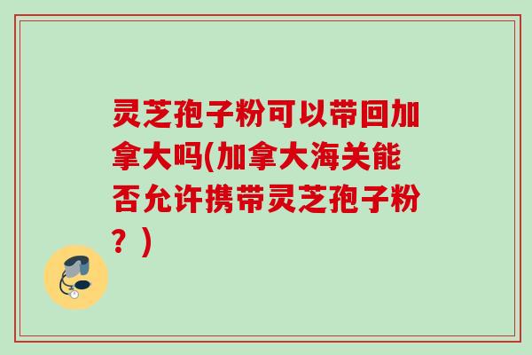 灵芝孢子粉可以带回加拿大吗(加拿大海关能否允许携带灵芝孢子粉？)