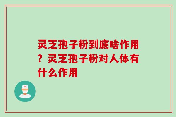 灵芝孢子粉到底啥作用？灵芝孢子粉对人体有什么作用