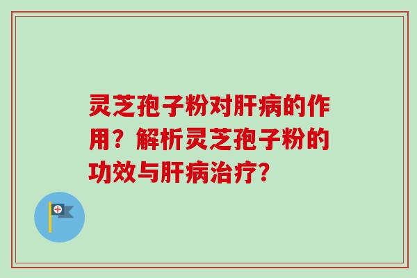 灵芝孢子粉对肝病的作用？解析灵芝孢子粉的功效与肝病治疗？