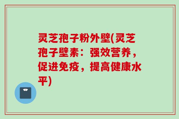 灵芝孢子粉外壁(灵芝孢子壁素：强效营养，促进免疫，提高健康水平)