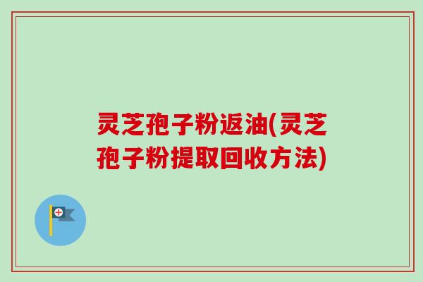 灵芝孢子粉返油(灵芝孢子粉提取回收方法) 灵芝孢子粉返油(灵芝孢子粉提取回收方法)