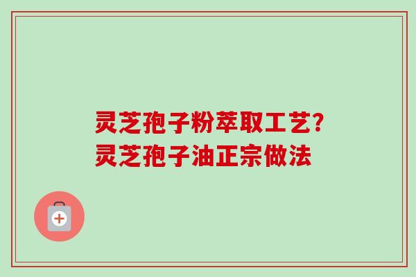 灵芝孢子粉萃取工艺？灵芝孢子油正宗做法