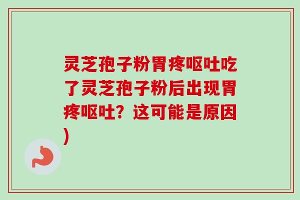 灵芝孢子粉胃疼呕吐吃了灵芝孢子粉后出现胃疼呕吐？这可能是原因)