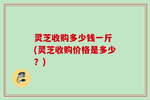 灵芝收购多少钱一斤 (灵芝收购价格是多少？)