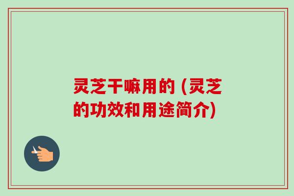 灵芝干嘛用的 (灵芝的功效和用途简介)