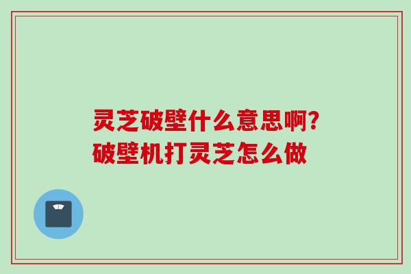 灵芝破壁什么意思啊？破壁机打灵芝怎么做