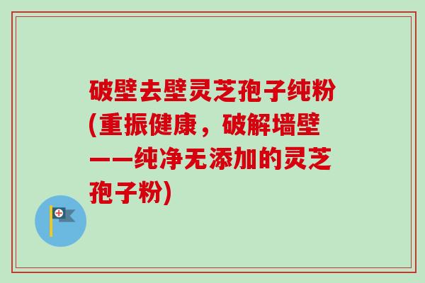 破壁去壁灵芝孢子纯粉(重振健康，破解墙壁——纯净无添加的灵芝孢子粉)