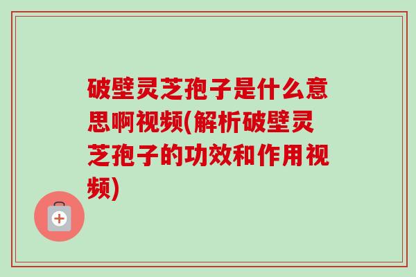 破壁灵芝孢子是什么意思啊视频(解析破壁灵芝孢子的功效和作用视频)