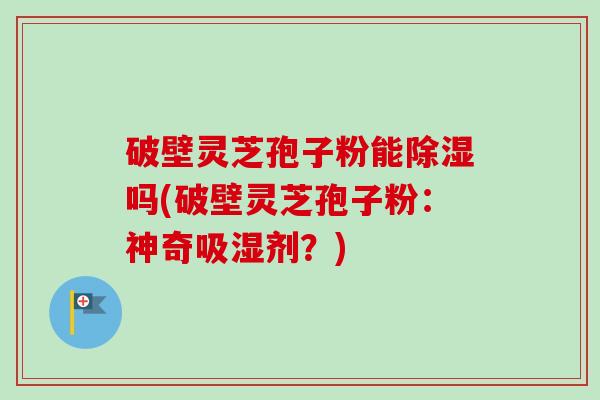 破壁灵芝孢子粉能除湿吗(破壁灵芝孢子粉：神奇吸湿剂？)
