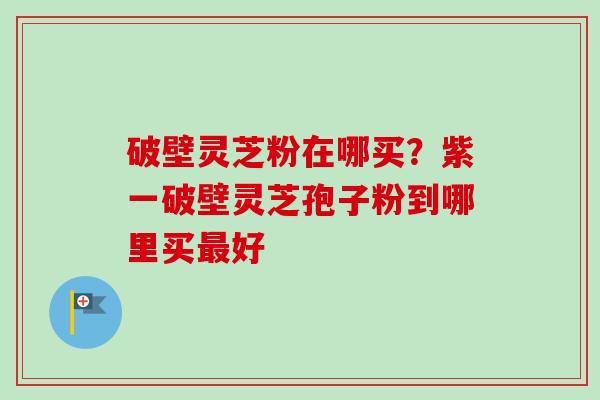 破壁灵芝粉在哪买？紫一破壁灵芝孢子粉到哪里买最好