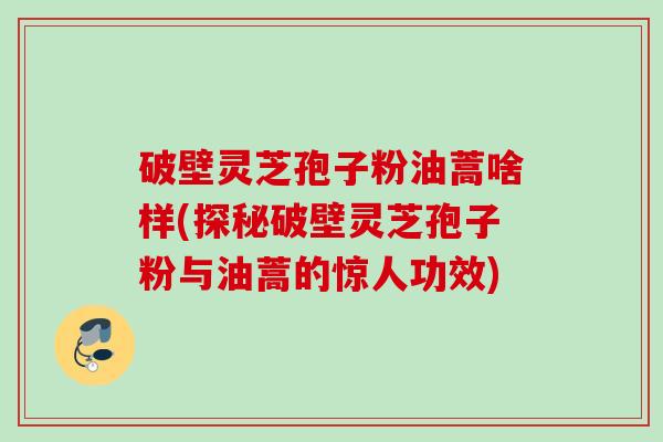 破壁灵芝孢子粉油蒿啥样(探秘破壁灵芝孢子粉与油蒿的惊人功效)