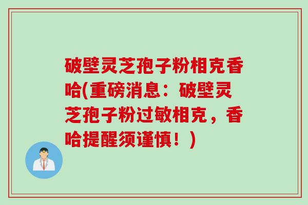 破壁灵芝孢子粉相克香哈(重磅消息:破壁灵芝孢子粉相克,香哈提醒须谨慎!) 破壁灵芝孢子粉相克香哈(重磅消息:破壁灵芝孢子粉相克,香哈提醒须谨慎!)