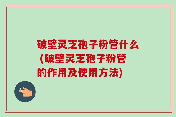 破壁灵芝孢子粉管什么 (破壁灵芝孢子粉管的作用及使用方法)