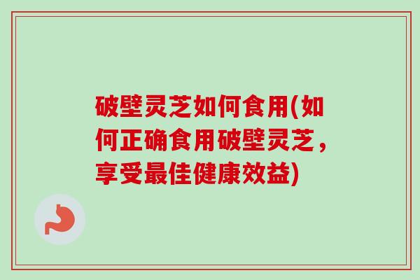 破壁灵芝如何食用(如何正确食用破壁灵芝，享受最佳健康效益)