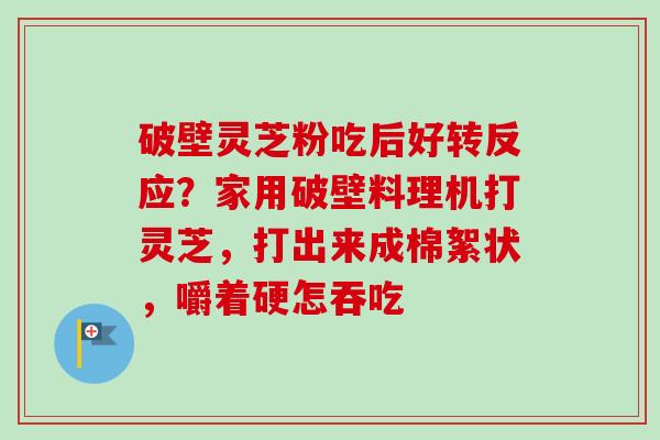 破壁灵芝粉吃后好转反应？家用破壁料理机打灵芝，打出来成棉絮状，嚼着硬怎吞吃