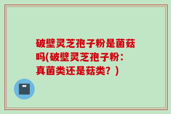 破壁灵芝孢子粉是菌菇吗(破壁灵芝孢子粉：真菌类还是菇类？)