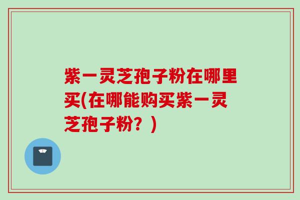 紫一灵芝孢子粉在哪里买(在哪能购买紫一灵芝孢子粉？)