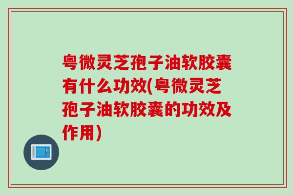 粤微灵芝孢子油软胶囊有什么功效(粤微灵芝孢子油软胶囊的功效及作用)