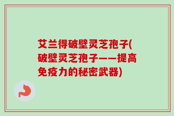 艾兰得破壁灵芝孢子(破壁灵芝孢子——提高免疫力的秘密武器) 艾兰得破壁灵芝孢子(破壁灵芝孢子——提高免疫力的秘密武器)