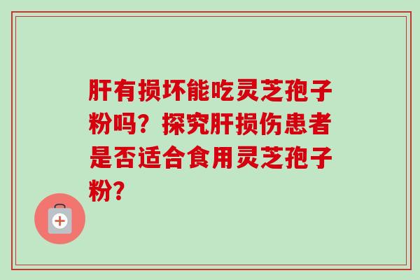 肝有损坏能吃灵芝孢子粉吗？探究肝损伤患者是否适合食用灵芝孢子粉？