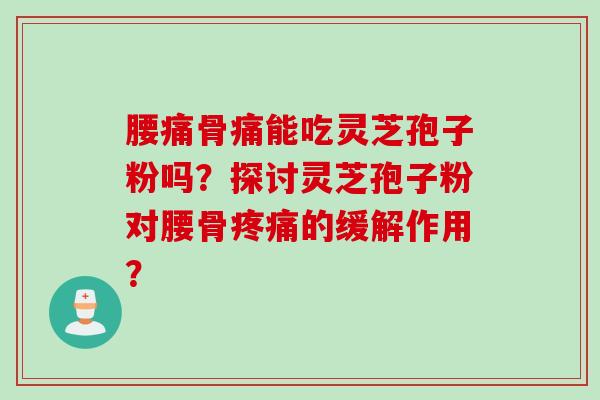 腰痛骨痛能吃灵芝孢子粉吗？探讨灵芝孢子粉对腰骨疼痛的缓解作用？