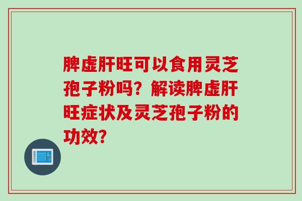 脾虚肝旺可以食用灵芝孢子粉吗？解读脾虚肝旺症状及灵芝孢子粉的功效？