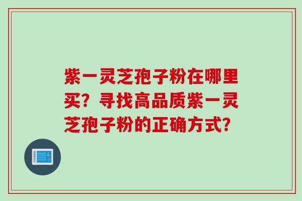紫一灵芝孢子粉在哪里买？寻找高品质紫一灵芝孢子粉的正确方式？