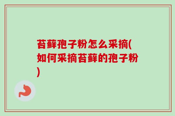 苔藓孢子粉怎么采摘(如何采摘苔藓的孢子粉)
