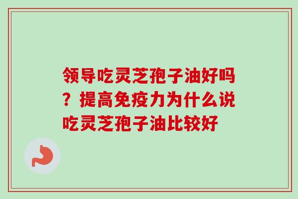 领导吃灵芝孢子油好吗？提高免疫力为什么说吃灵芝孢子油比较好