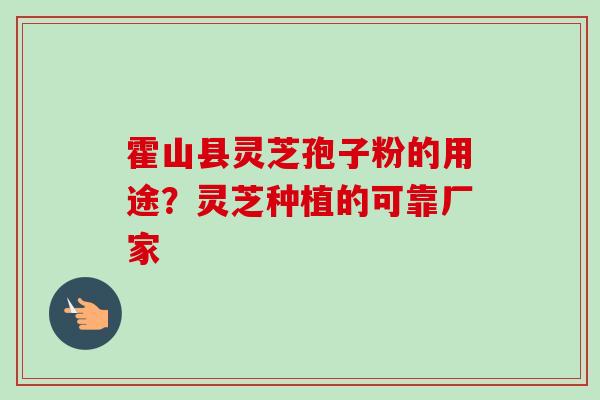 霍山县灵芝孢子粉的用途？灵芝种植的可靠厂家